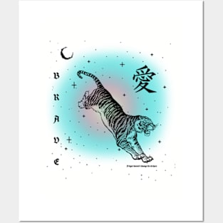 Brave Tiger Zodiac Love Kanji Posters and Art